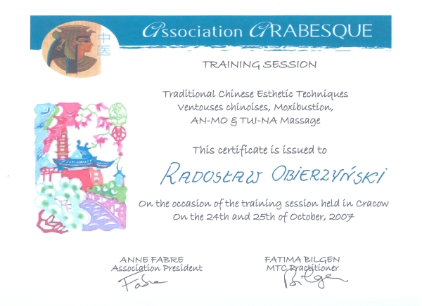 Masaże Gdynia Certyfikat Tradycyjne chińskie techniki